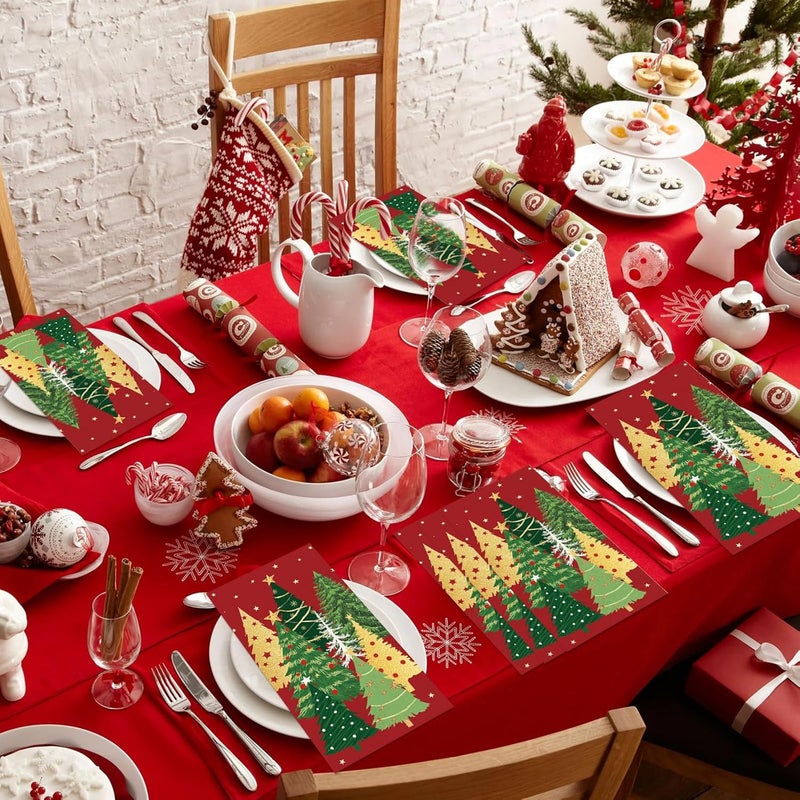 IANFEPH 100 Pcs Christmas Paper Napkins 3 Ply Disposable Bathroom Guest Hand Towels Red Green Xmas Tree Winter Decorative Napkins for Kitchen Dinner Wedding Birthday Holiday Party - Image 5